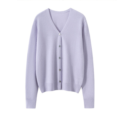 100纯山羊绒衫女款V领色