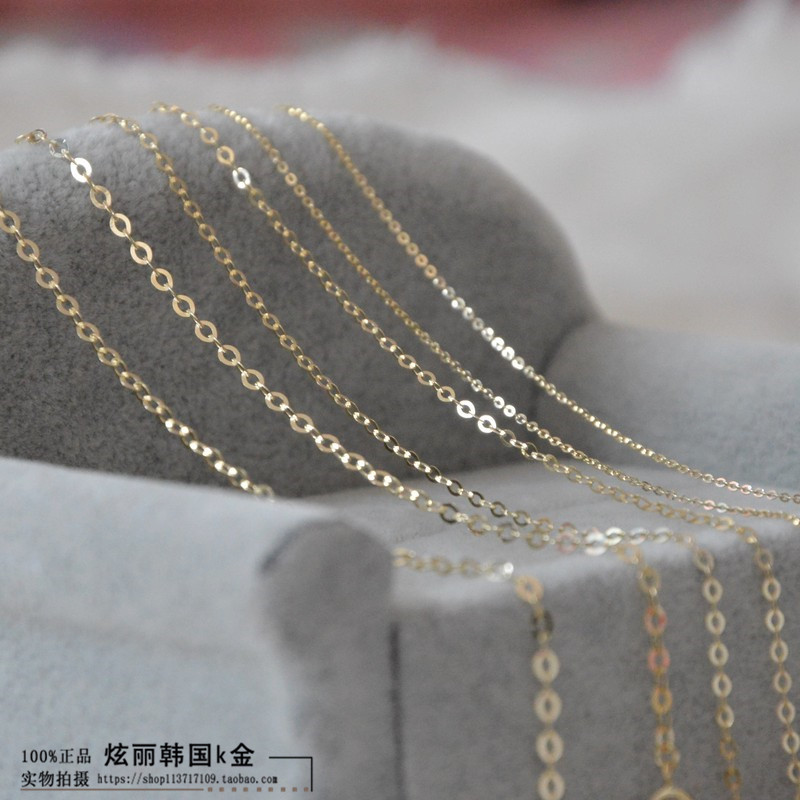炫丽纯14k黄金项链女简约百搭 o字链裸链彩金锁骨链毛衣链