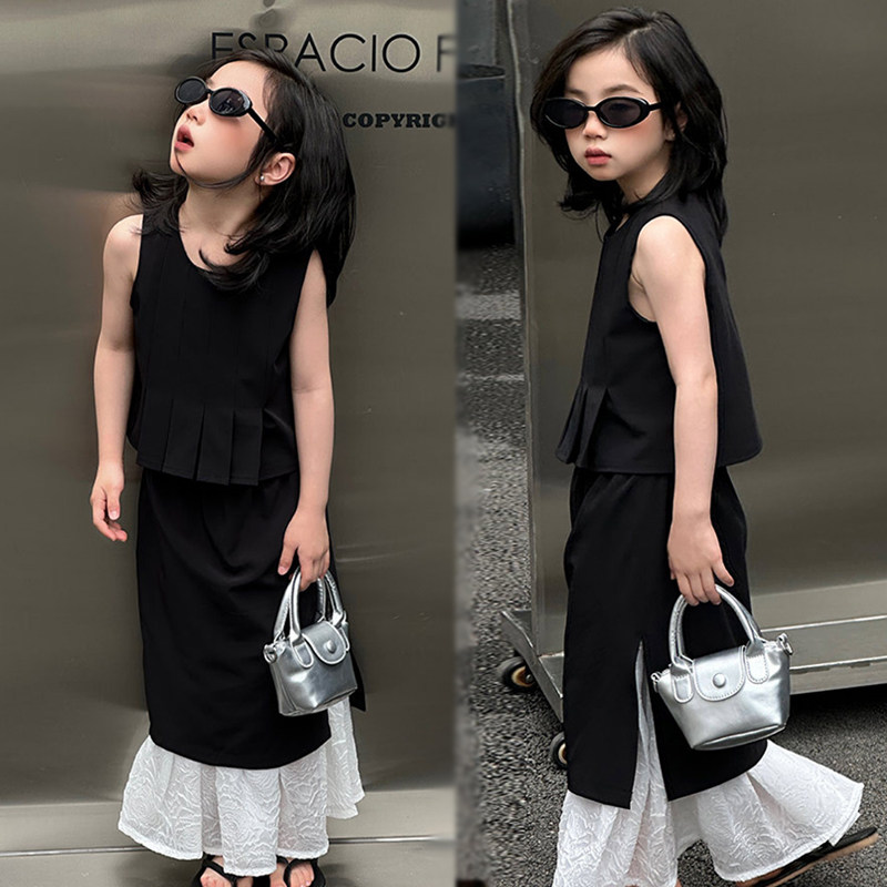 女童西装套装夏季儿童走秀演出名媛风休闲韩版时髦洋气裙装两件套