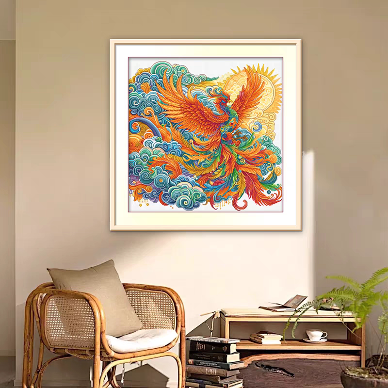 KS客厅玄关法国线绣精致十字绣套件2024新款高大装饰画凤凰锦瑟