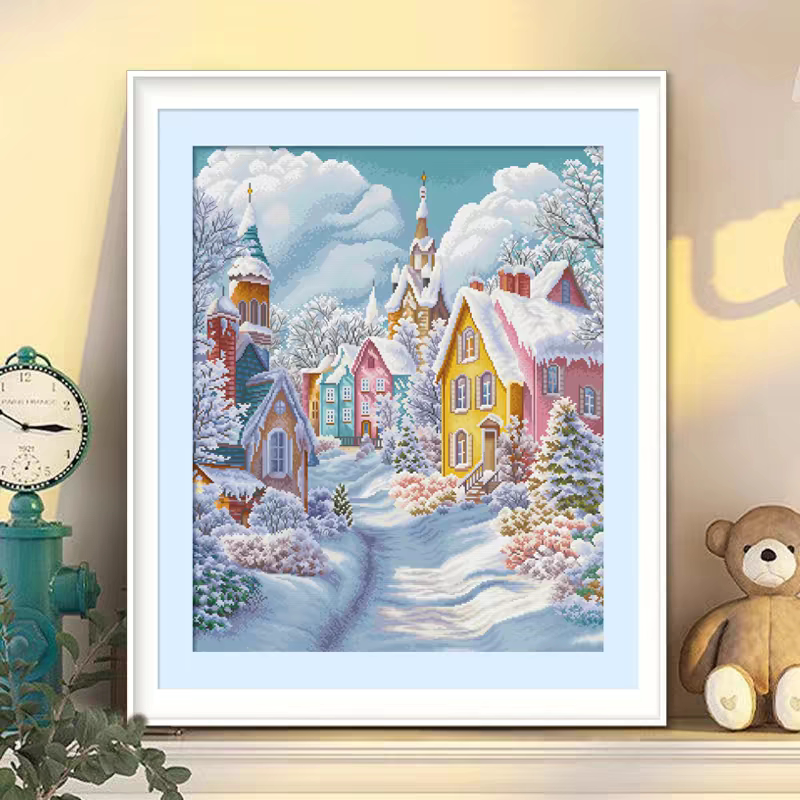 ks十字绣冬雪憧憬棉线风景客厅卧室挂画自己绣手工DIY解压新款