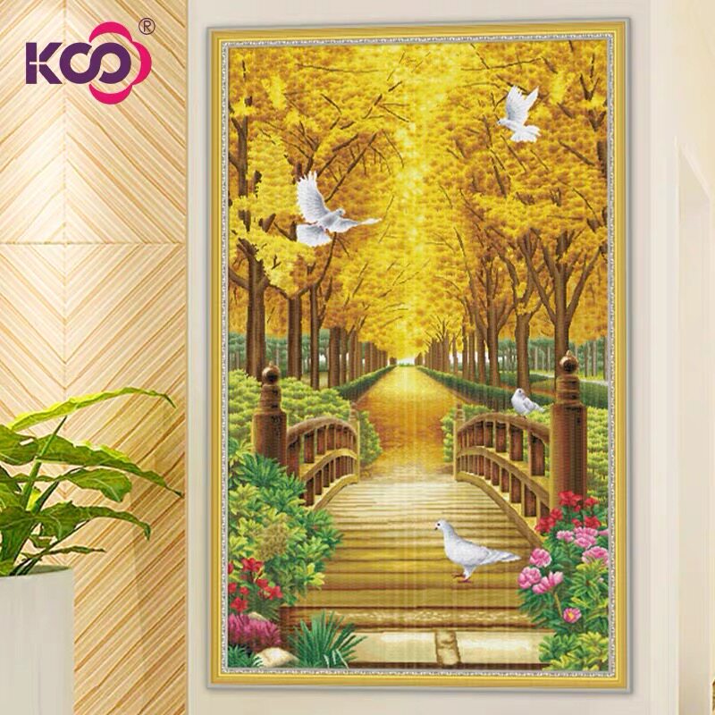 ks十字绣黄金大道鸽子手工绣竖版