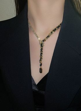 花阁原创项链镶钻红百搭毛衣链项