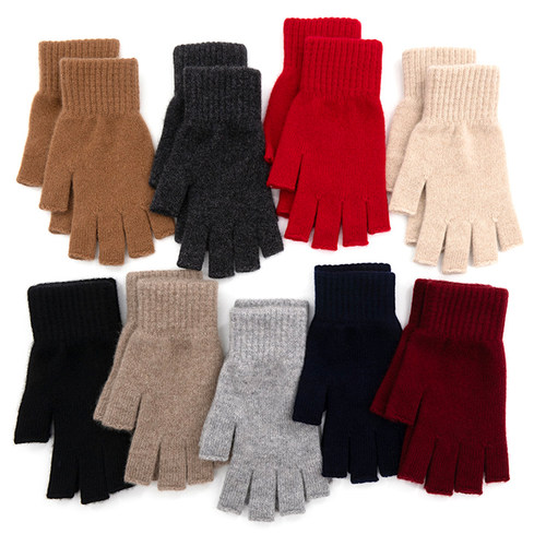 100%纯山羊绒半指手套男女同款