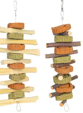 zoho兔子磨牙棒甜竹磨牙串龙猫荷兰猪豚鼠兔草饼串苹果枝磨牙零食