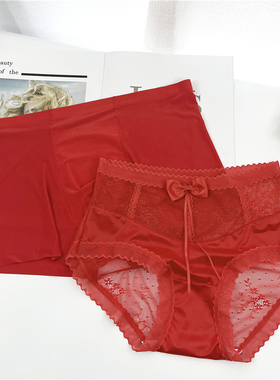 夏季薄款高腰内裤蕾丝无痕收腹高腰少女三角短裤无痕情侣内衣内裤