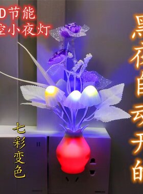 夜灯光控七彩渐变led节能感应