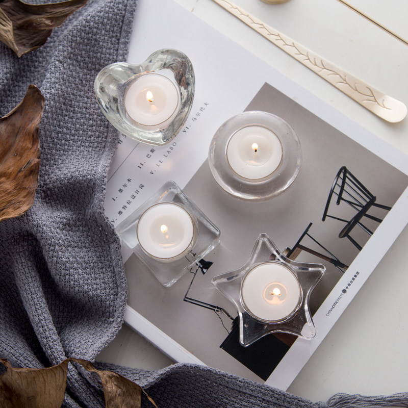 玻璃烛台蜡烛杯欧式蜡烛台浪漫烛台杯酒吧圣诞节摆件创意桌面氛围