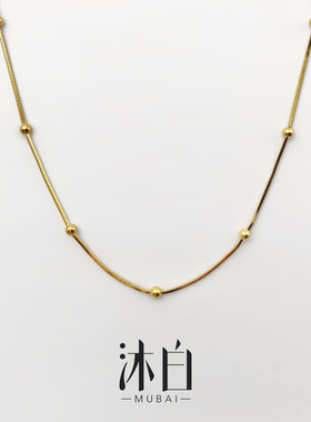 沐白MU圆珠毛衣素链925纯银项链