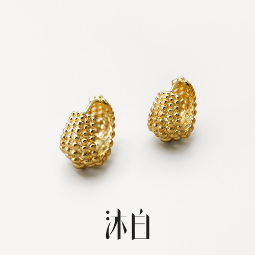 沐白MU金色高级感复古耳圈耳环