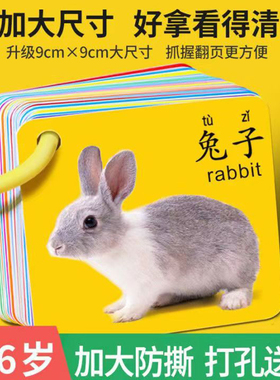 动物卡片认知儿童早教益智玩具幼儿启蒙宝宝撕不烂早教书看图识字