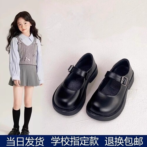 真皮女童小皮鞋2026春秋校园女孩公主鞋黑色儿童学生黑色软底表演