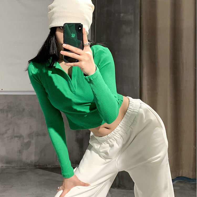 秋冬季跑步训练长袖运动T恤女士短款瑜伽服上衣健身舞蹈服打底衫