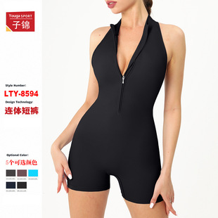 连体衣紧身衣背心连体短裤 带胸垫健身运动连身衣夏季 女士瑜伽无袖