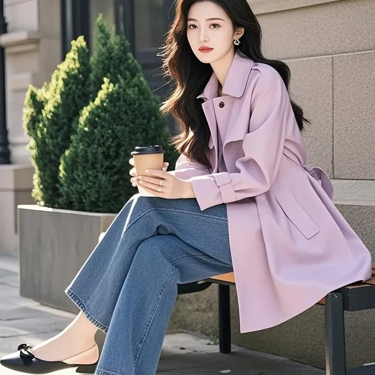 2025新款小香风紫色风衣外套