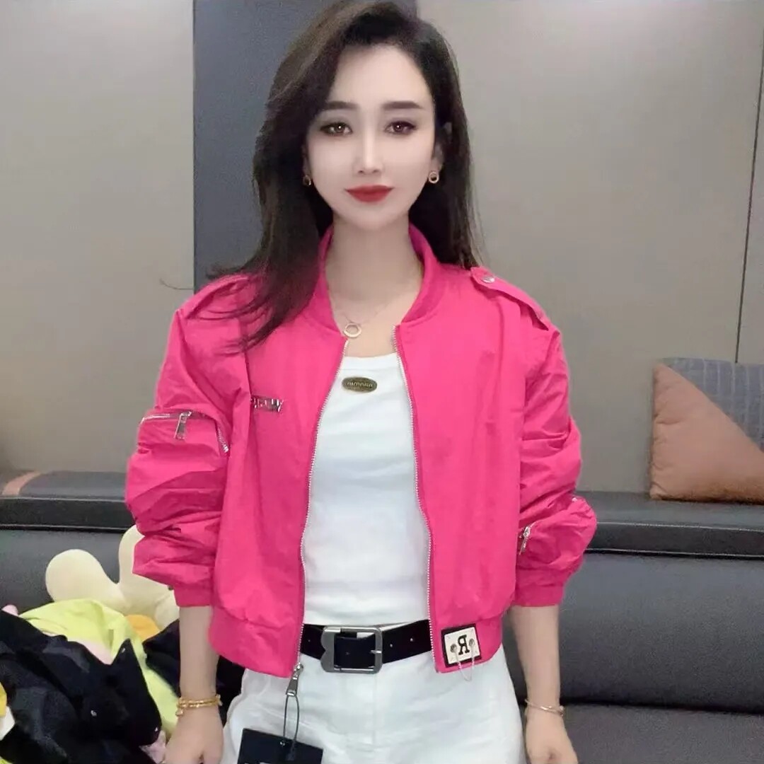 洋气短款外套女新款长袖立领纯色小标拉链设计时尚休闲宽松上衣,女装/女士精品,短外套,淘宝优惠券,粉丝福利购,淘宝优惠卷