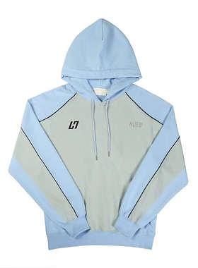 HUG FAILED潮牌小众400g纯棉毛圈拼接撞色刺绣宽松连帽套头卫衣男