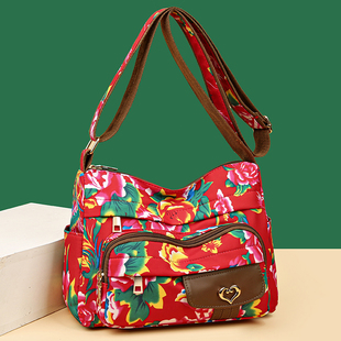 今年流行时尚东北大花单肩包女包包多层大容量2024新款防水斜挎包
