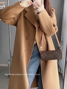 2023女装新款 纯色长款羊毛呢大衣