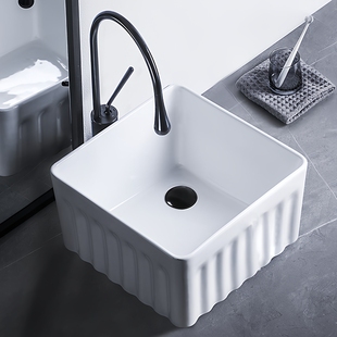 竖纹新款加深18cm陶瓷台上盆 家用卫生间大尺寸超深洗脸盆方水槽