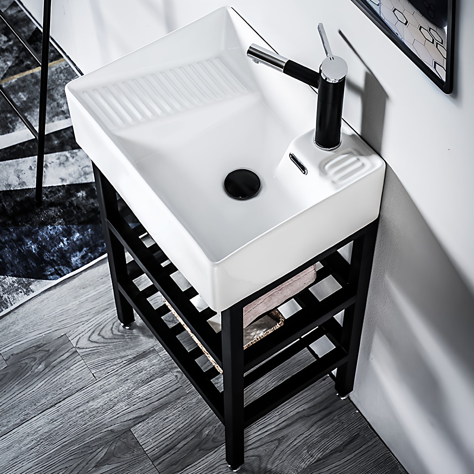 落地洗衣盆套装带搓衣板一体小户型长51 58cm陶瓷洗衣槽阳台家用,家装主材,盆、台一体成型式台盆,淘宝优惠券,粉丝福利购,淘宝优惠卷