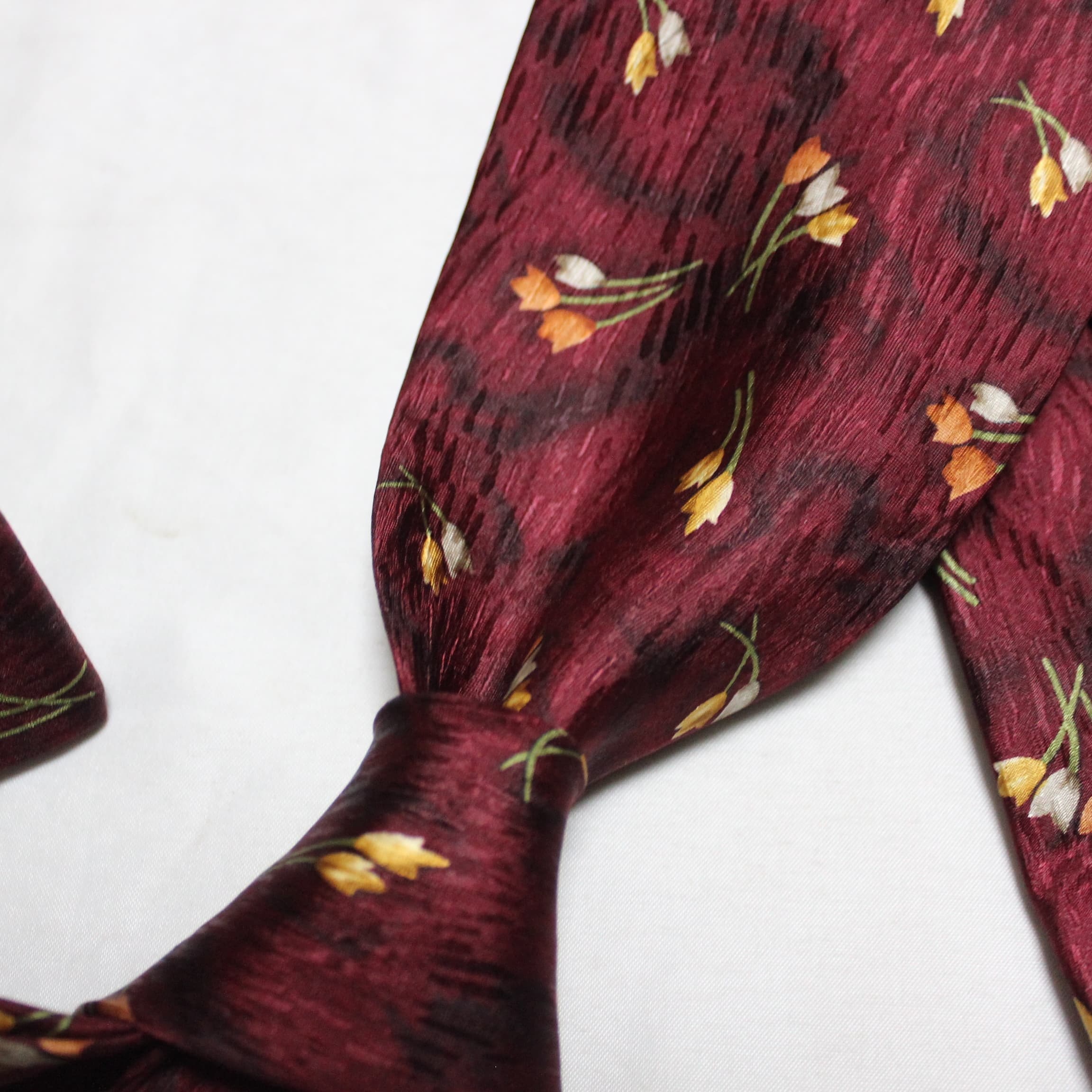 C桑蚕丝手感酒红色碎花印花宽版领带手打真丝男商务正装正式10CM