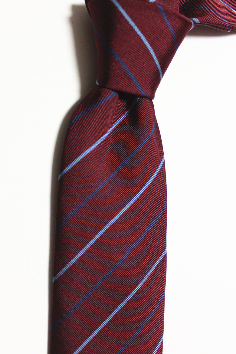 出口领带外贸原单色织酒红色条纹结婚男正装商务手打正式8cm绅士