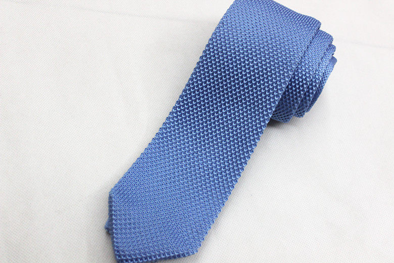 出口领带男士商务正装正式休闲浅蓝色针织编织领带箭头尖头7CM