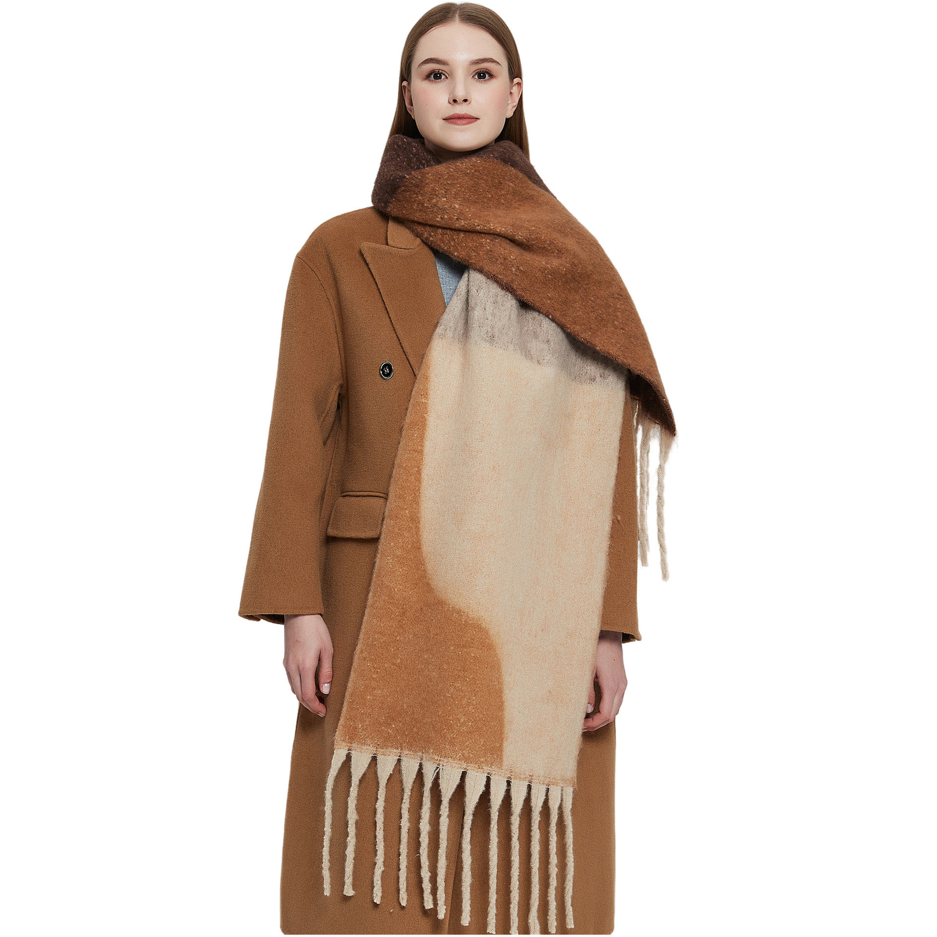 2023 Thickened Shawl Loop Yarn Coarse Whisker Jacquard Scarf