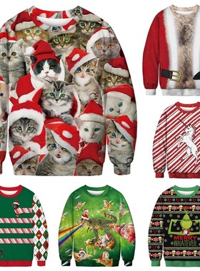 3D Funny Ugly Christmas Sweater Xmas Women Happy New Year