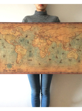 71*36cm World Map Vintage Journal Poster Retro World Globe M