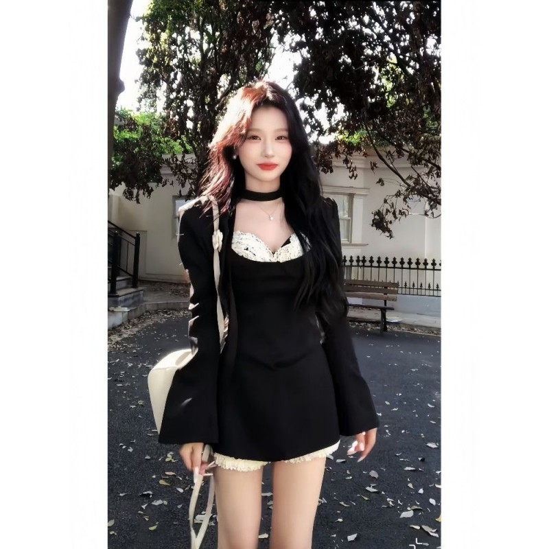 法式气质御姐风高级感三件套修身短款外套蕾丝性感上衣高腰短裙女,女装/女士精品,时尚套装,淘宝优惠券,粉丝福利购,淘宝优惠卷