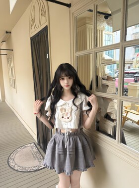 甜美可爱衬衫学院风背带裙两件套