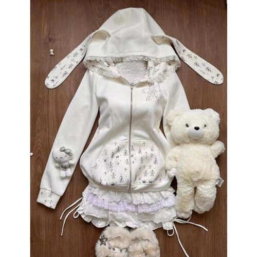 秋季甜美可爱蛋糕裙卫衣兔耳朵