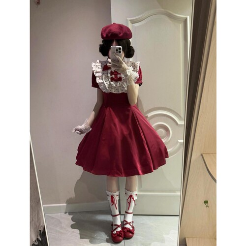 早春红色Lolita洛丽塔连衣裙