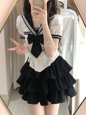 夏季jk制服学院风蓬蓬裙套装