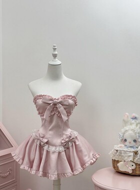 甜美可爱少女公主风抹胸连衣裙