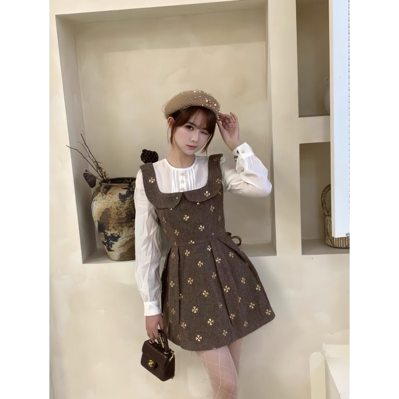 富家千金高级感小香风连衣裙拼接长袖假两件收腰显瘦短裙子千金风,女装/女士精品,连衣裙,淘宝优惠券,粉丝福利购,淘宝优惠卷