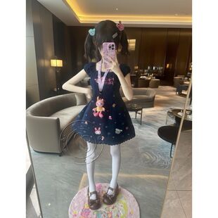 夏日可爱宅萌软妹风连衣裙卡通印花设计感奶乖短袖收腰连衣裙新款