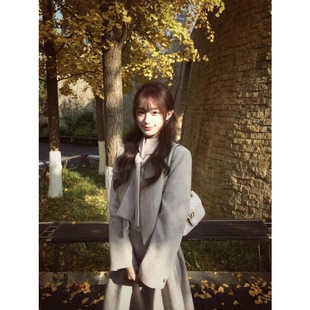 千金气质时尚 法式 套装 短款 外套高腰半身裙两件套女 秋冬季 西装 新款