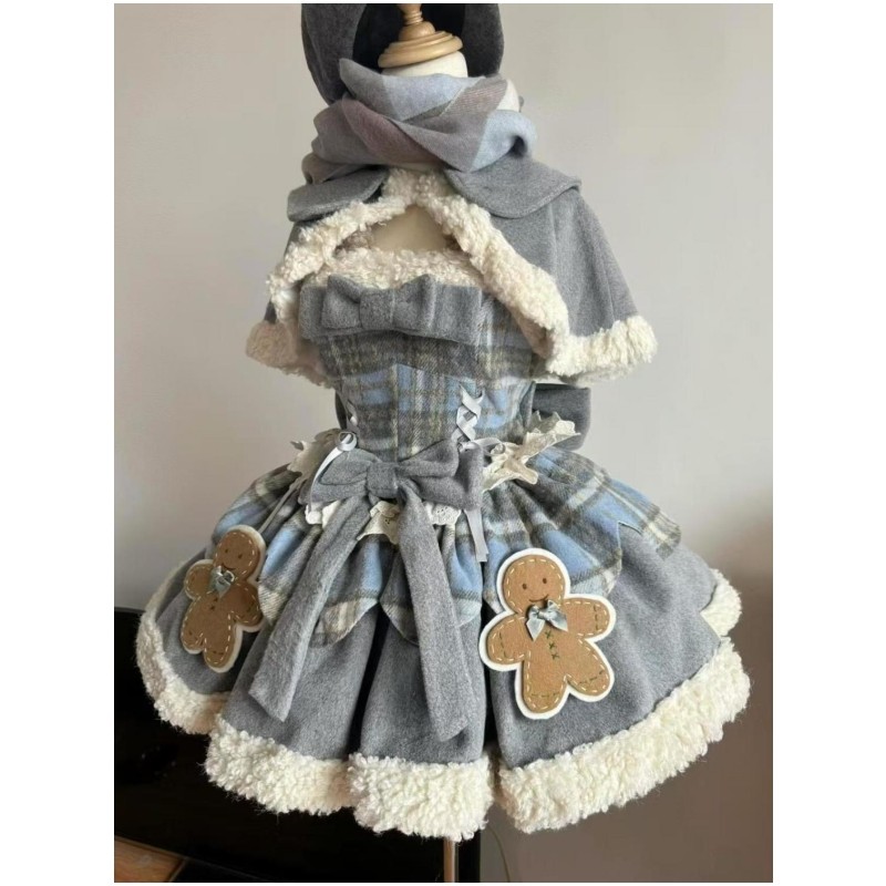 秋冬可爱甜美洛丽塔Lolita裙毛绒羊毛羔撞色蓬蓬裙斗篷小外套套装,女装/女士精品,时尚套装,淘宝优惠券,粉丝福利购,淘宝优惠卷