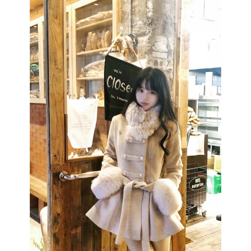 富家千金短款斗篷外套冬季双排扣收腰绑带呢子中长款外套两件套女,女装/女士精品,时尚套装,淘宝优惠券,粉丝福利购,淘宝优惠卷