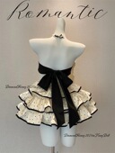 甜美波点少女蓬蓬裙可爱海军风lolita裙露背绑带蝴蝶结收腰蛋糕裙