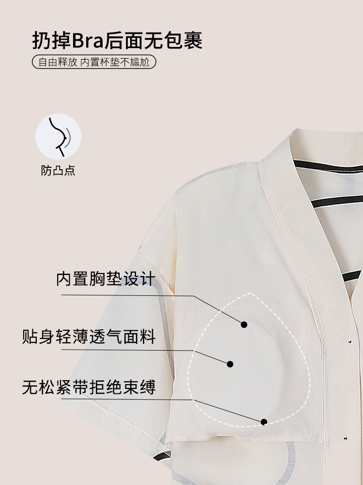 여성용 가슴 패드가 달린 CATMAN 반팔 순면 잠옷 새로운 스타일은 여름용 얇은 여성용 잠옷 여름 홈웨어 외부에 착용 가능