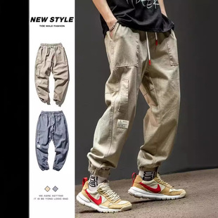 休闲长裤 男春秋宽松束脚秋冬男裤 男生潮牌加绒裤 子男款 工装 秋季 裤