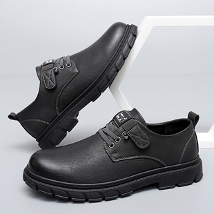 男商务皮鞋 2024春秋新款 休闲鞋 低帮马丁靴软底男士 英伦工装