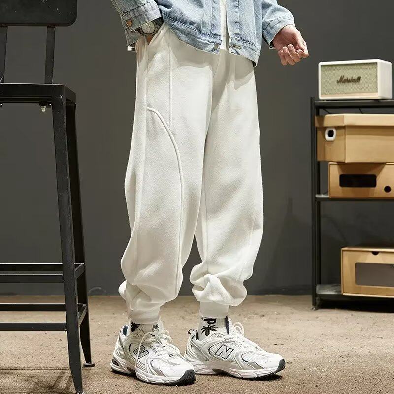 裤子男春秋韩版潮流束脚加绒卫裤2023宽松运动裤男士夏季休闲长裤