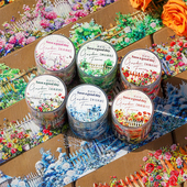 花园篱笆贝壳光PET胶带梦幻玫瑰冬雪风景手帐拼贴造景防水自粘贴