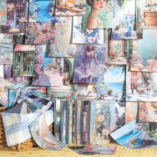 100张盛夏进行时夏日素材纸复古大尺寸背景拼贴手帐装饰打底便签