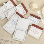 塞纳河畔 花园双尺寸便签本复古法式 纹理边框手帐拼贴背景打底纸